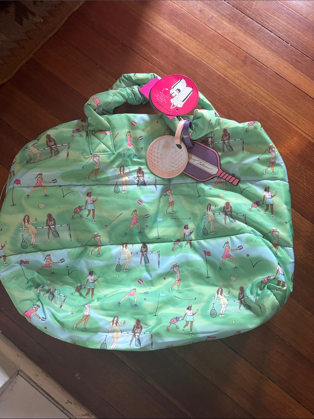 Light Green Printed Tennis/Golf/Pickle Ball Tote Bag